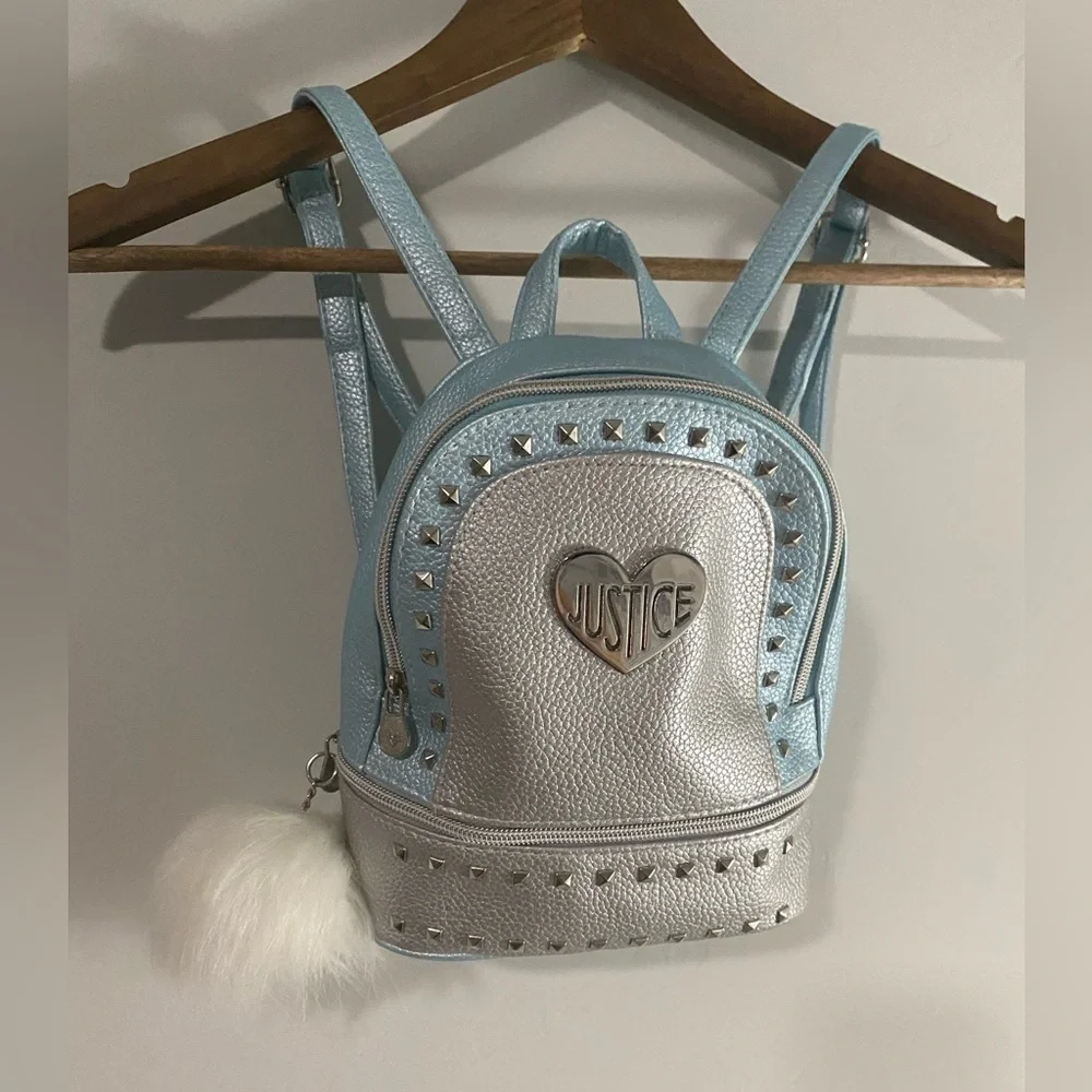 Justice - Light Blue Metallic Junior Mini Backpack